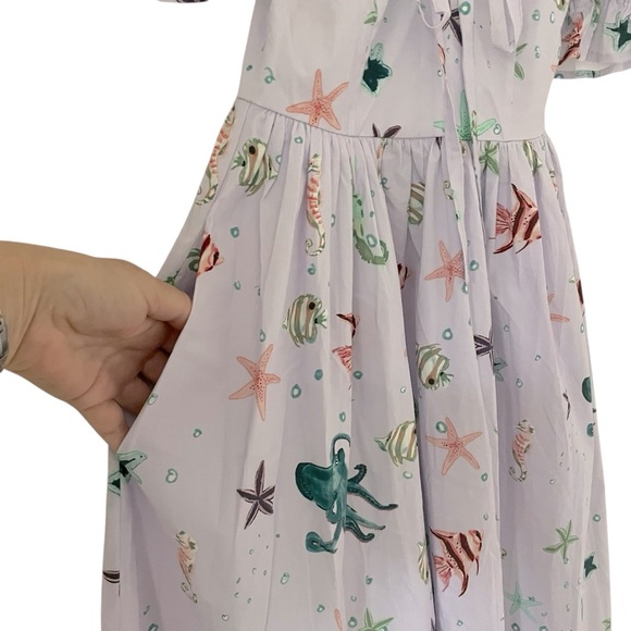 Hill House Ophelia Dress in Sea Creatures Puff Sleeves Babydoll Pockets NWT - Picture 7 of 14